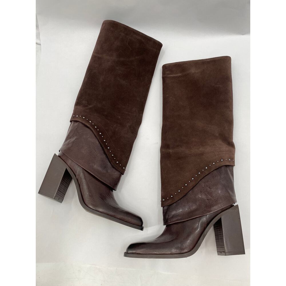 Emanuele Crasto 39 brown leather suede heeled boots - Picture 2 of 9